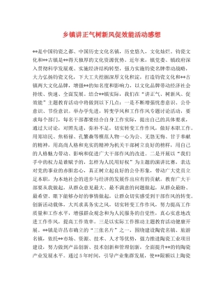 乡镇讲正气树新风促效能活动感想 