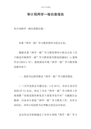 审计局两学一做自查报告