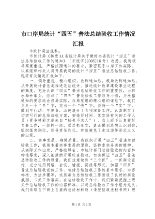 市口岸局统计“四五”普法总结验收工作情况汇报 