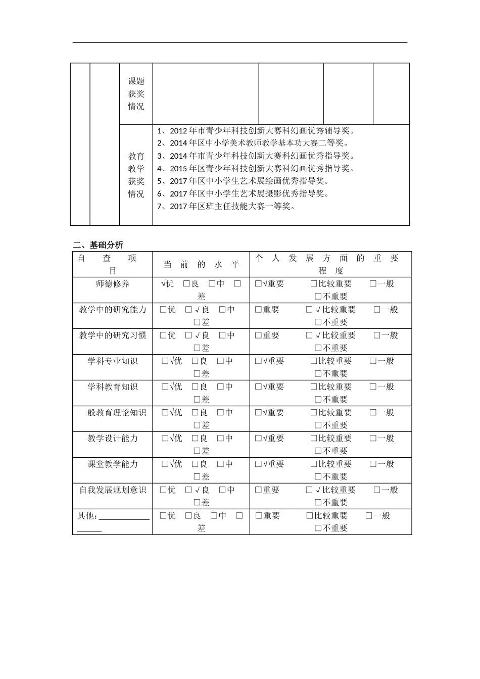 教师个人三年自主发展规划表_第2页
