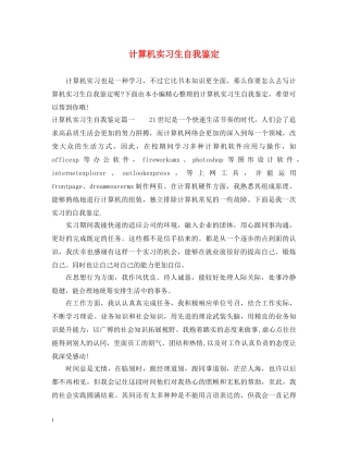 计算机实习生自我鉴定 