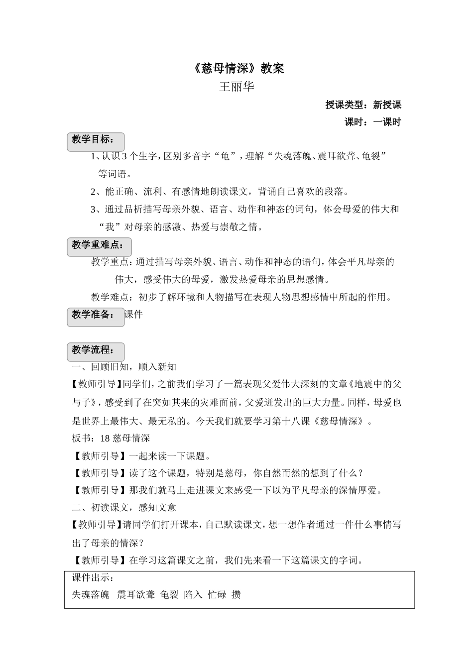 《慈母情深》教案_第1页