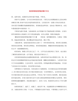 我的青春我的梦演讲稿中专生 