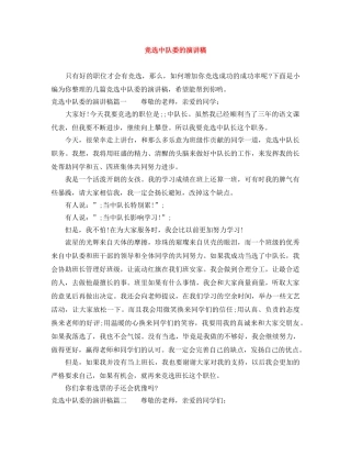 竞选中队委的演讲稿 