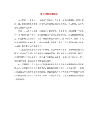 秘书长精彩自我鉴定 