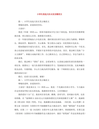 小学生竞选大队长发言稿范文 
