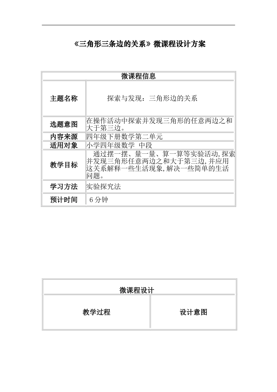 微课设计方案三角形三条边的关系_第1页