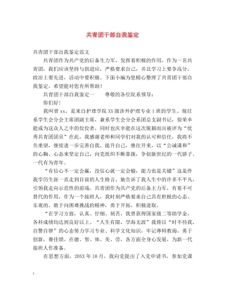 共青团干部自我鉴定 