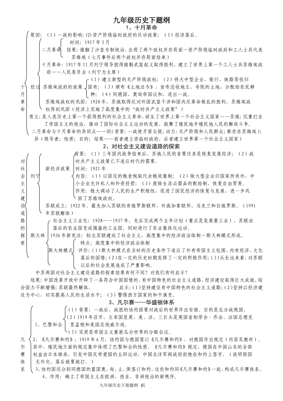 九年级历史下知识提纲_第1页