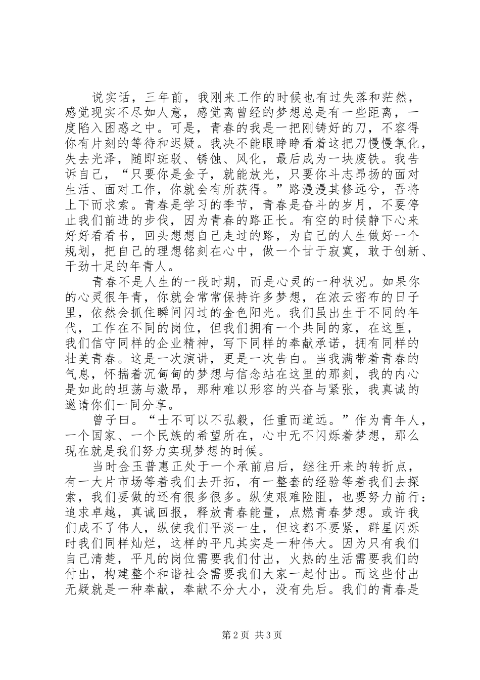 青春与企业演讲稿范文_第2页