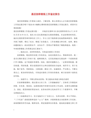 基层挂职锻炼工作鉴定报告 