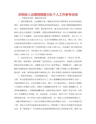 非税收入管理局稽查大队个人工作参考总结 