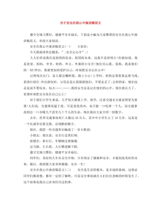 关于安全在我心中演讲稿范文 