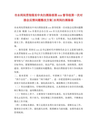 市水利局贯彻落实中央扫黑除恶第xxx督导组第一次对接会反馈问题整改方案-水利局扫黑除恶 