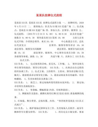 某某队挂牌仪式流程 