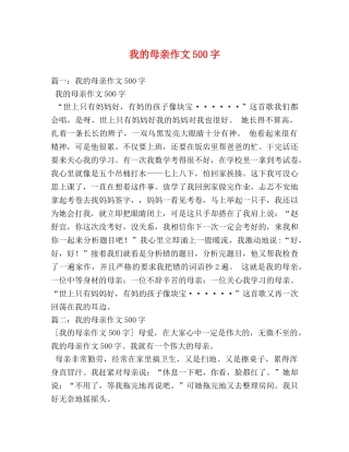 我的母亲作文500字 