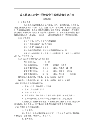 城关镇第三完全小学校级骨干教师评选实施方案