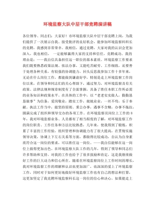 环境监察大队中层干部竞聘演讲稿 