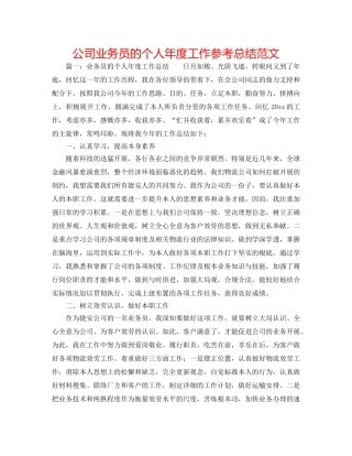 公司业务员的个人年度工作参考总结范文 