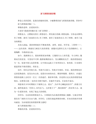 放飞理想的演讲稿 