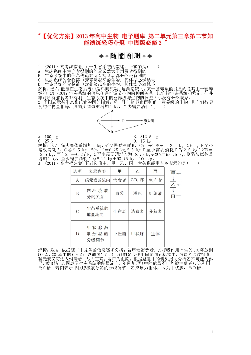 【优化方案】2013年高中生物-电子题库-第二单元第三章第二节知能演练轻巧夺冠-中图版必修3-_第1页
