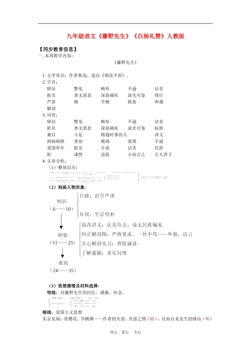 九年级语文《藤野先生》《白杨礼赞》人教版_第1页