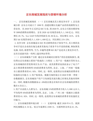 京东商城发展现状与营销环境分析 