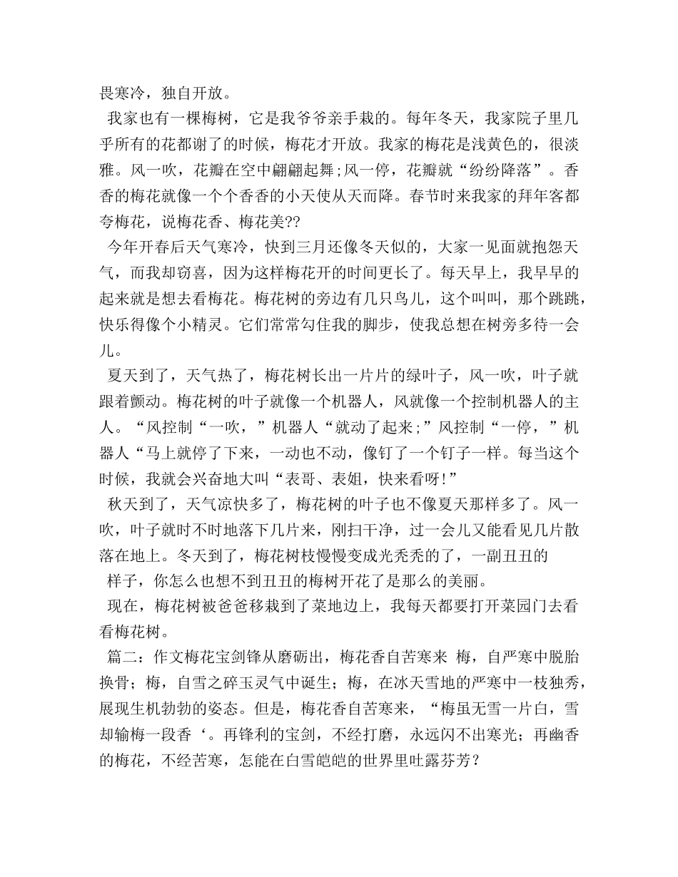 写梅花的作文600字 _第2页