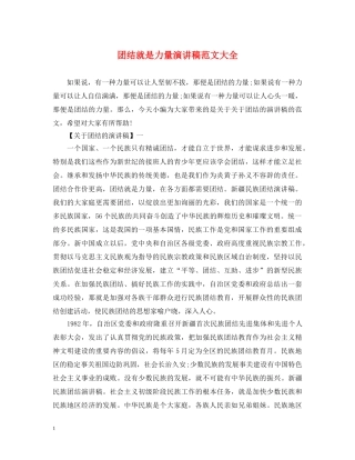 团结就是力量演讲稿范文大全 