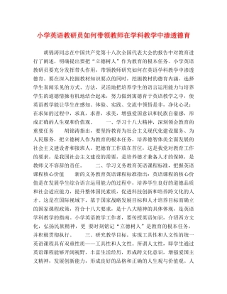 小学英语教研员如何带领教师在学科教学中渗透德育 