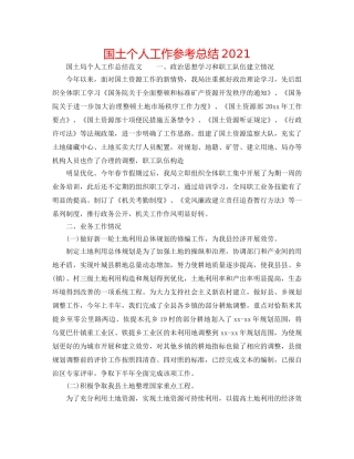 国土个人工作参考总结2024 