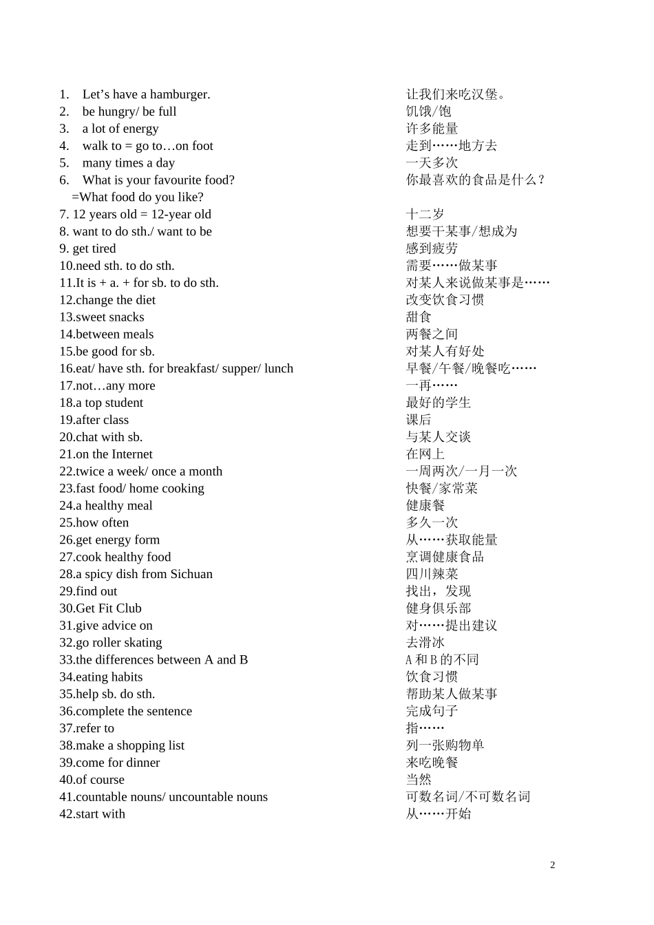 牛津英语7A-Unit4-Food词组集锦_第2页