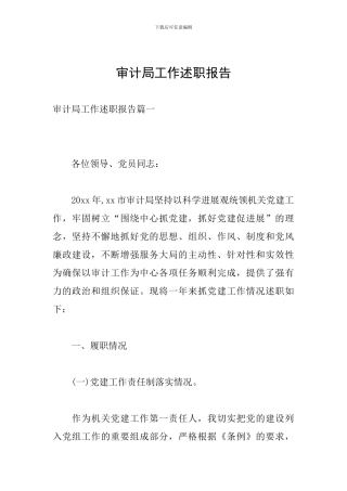 审计局工作述职报告