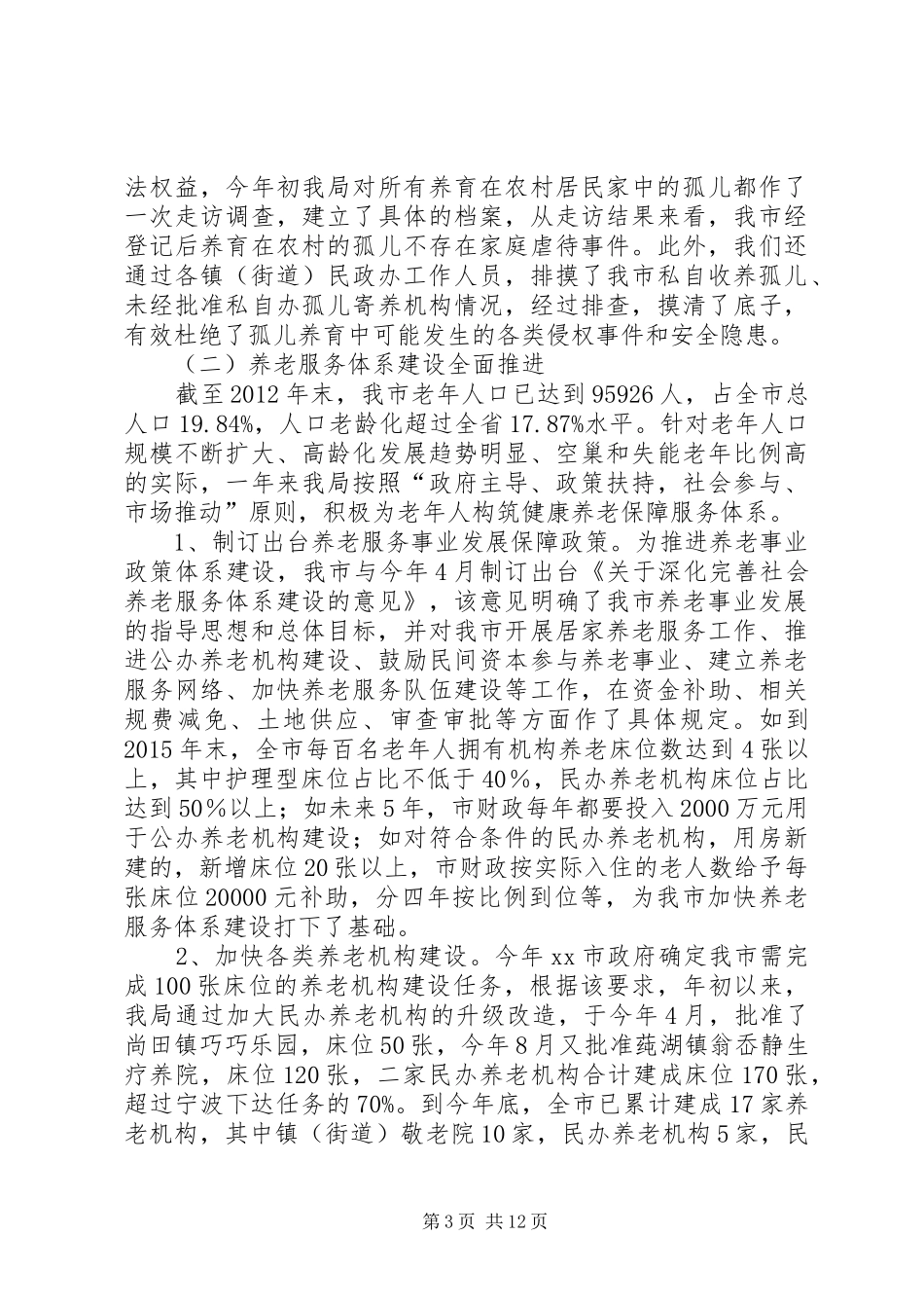 市民政局工作总结报告材料 _第3页