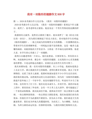 我有一双隐形的翅膀作文800字 