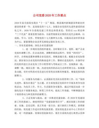 公司党委2024年工作要点 