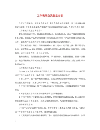 工作表现自我鉴定内容 