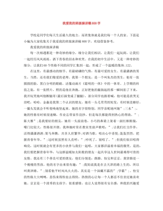 我爱我的班级演讲稿800字 