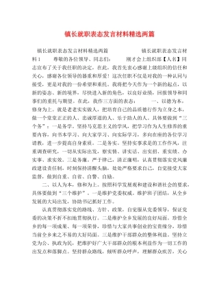 镇长就职表态发言材料精选两篇 