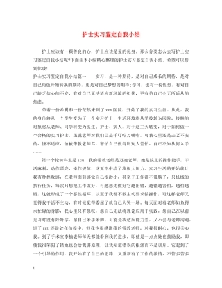 护士实习鉴定自我小结 