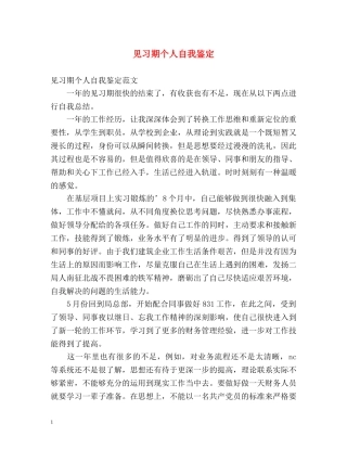 见习期个人自我鉴定 