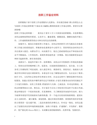 挂职工作鉴定材料 