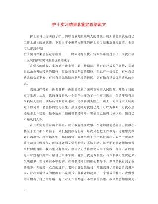 护士实习结束总鉴定总结范文 