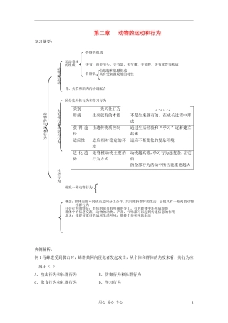 八年级生物上册-第5单元第2章-动物的运动和行为复习学案-人教新课标版