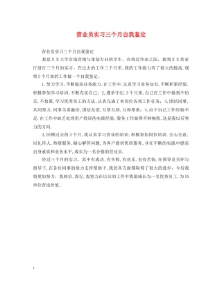营业员实习三个月自我鉴定 