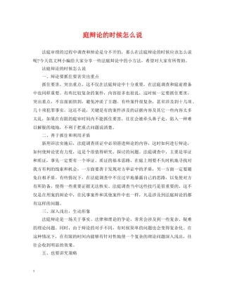 庭辩论的时候怎么说 