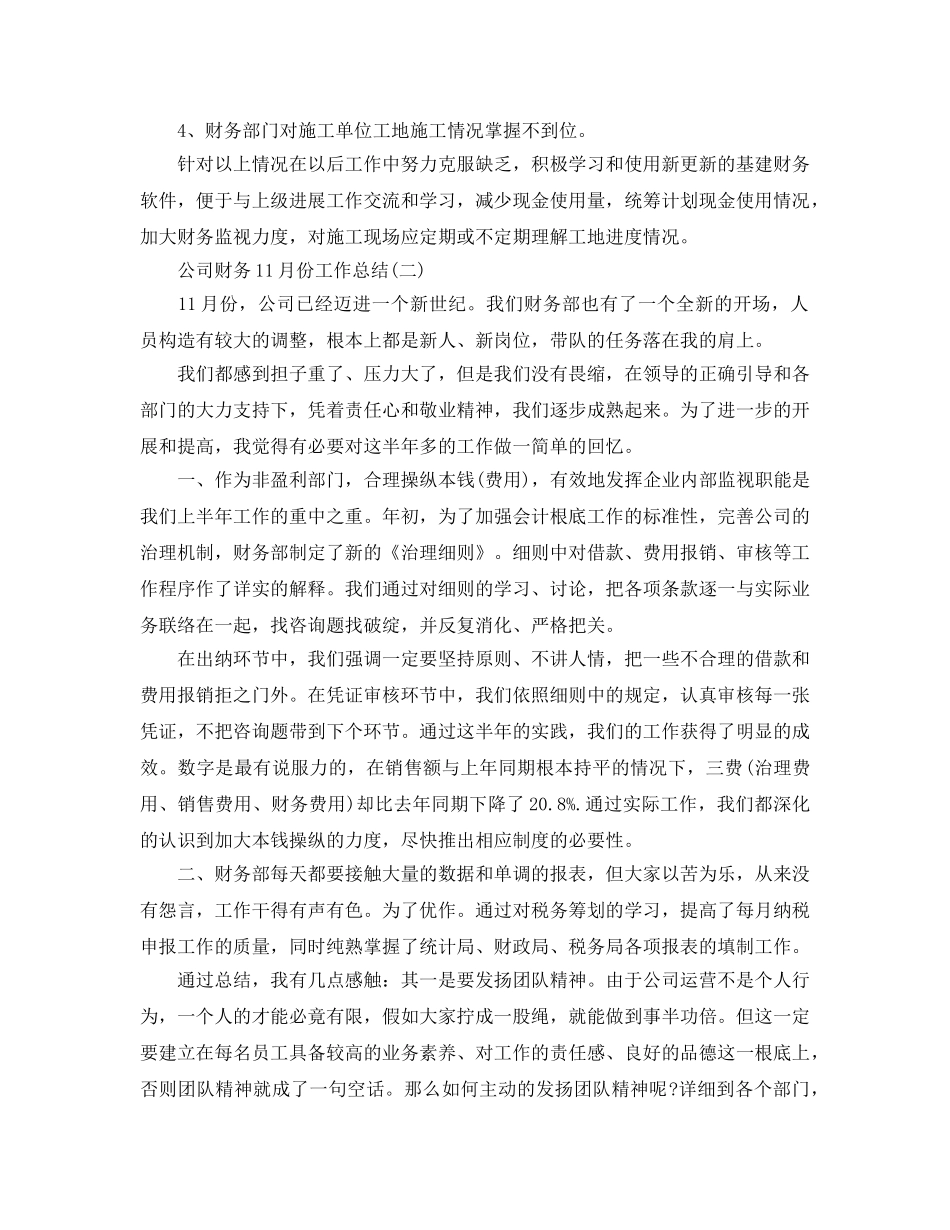 公司财务11月份工作参考总结模板 _第3页