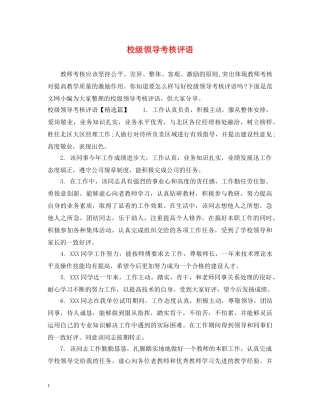 校级领导考核评语 