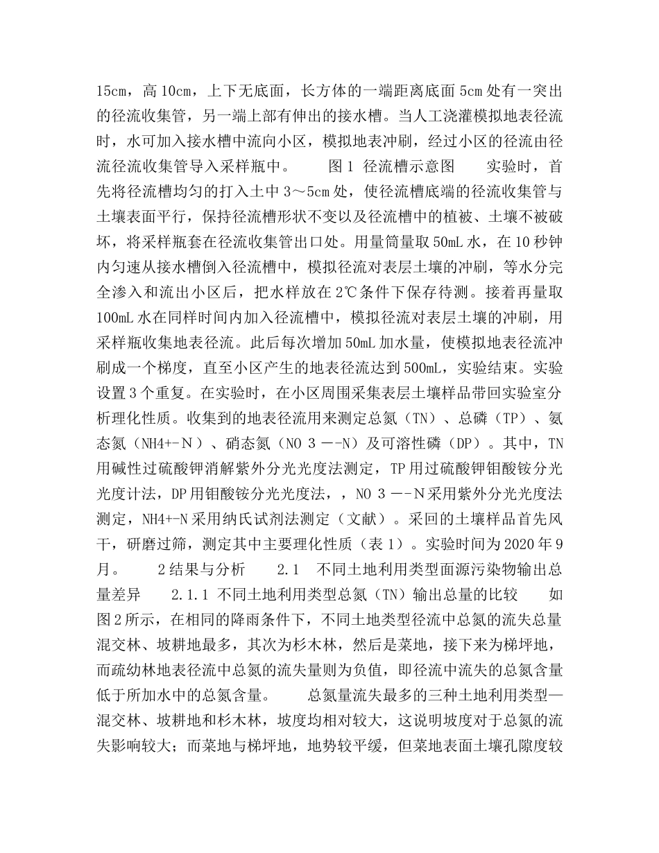 模拟地表径流冲刷下大冲流域不同土地利用类型地表氮和磷流失特征 _第3页