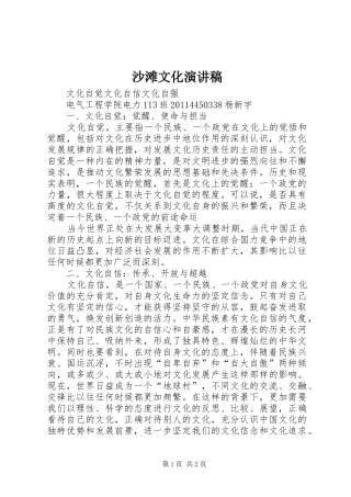 沙滩文化演讲致辞